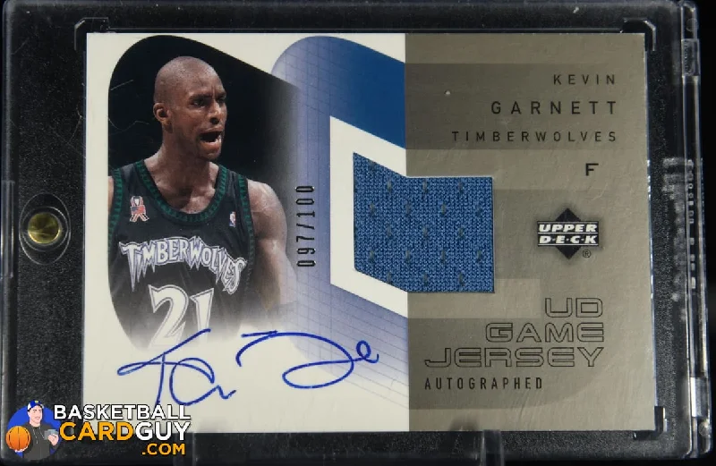 Basketball jerseys vintage-performance -Kevin Garnett 2002-03 Upper Deck UD Game Jerseys Autographs #AUKG #/100