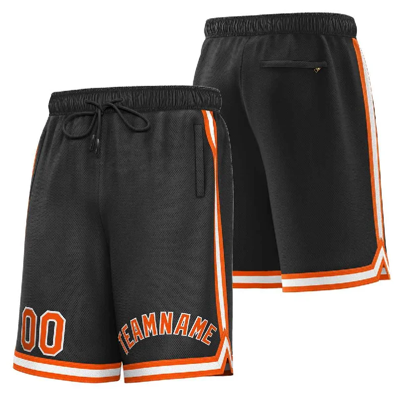 Men's basketball shorts quality deal -Custom Black Orange-White Sport Basketball Shorts