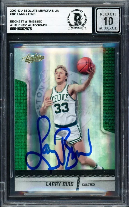 Basketball cards binder-rare -Larry Bird Autographed 2009-10 Absolute Memorabilia Card #106 Boston Celtics Auto Grade Gem Mint 10 #353/499 Beckett BAS Witness #16862978