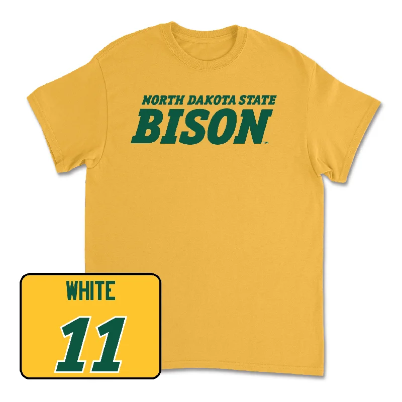 Men's basketball T-shirts pro-style -Gold Men's Basketball Bison Tee - Jacari White