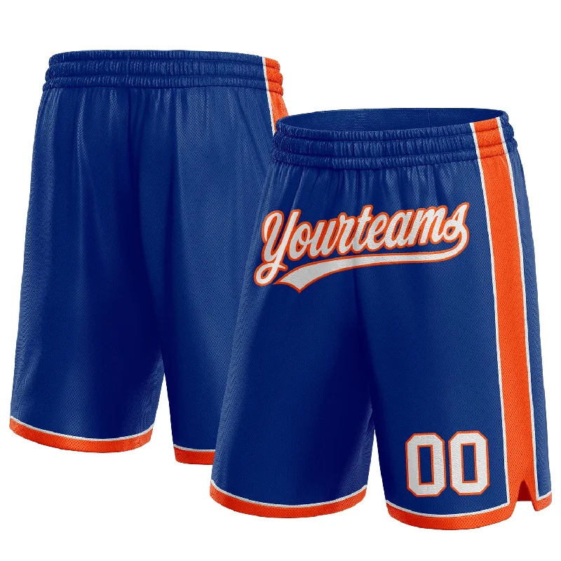 Men's basketball shorts pro ensemble -Custom Royal White-Orange Authentic Basketball Shorts