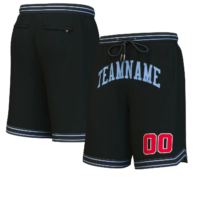 Men's basketball shorts performance deal -Custom Black Light Blue Personalized Basketball Shorts