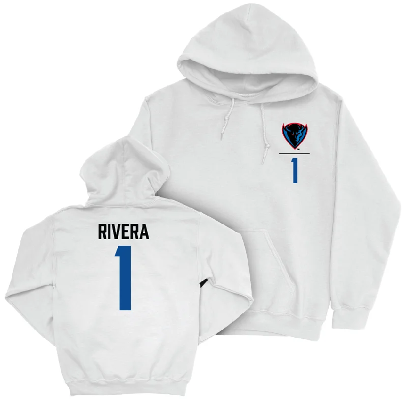 Men's basketball hoodie top-quality build -DePaul Men's Basketball White Logo Hoodie - Isaiah Rivera | #1