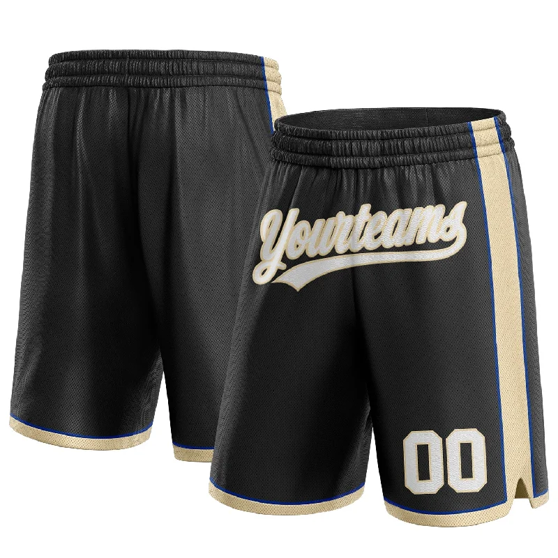 Men's basketball shorts sport bundle -Custom Black White City Cream-Royal Authentic Basketball Shorts