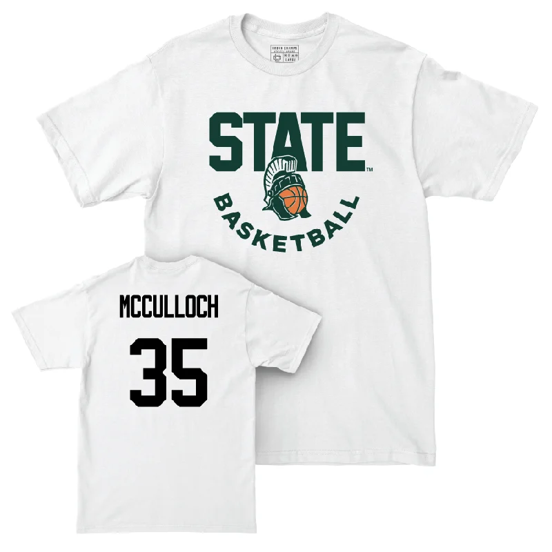 Men's basketball T-shirts durable-season -Men's Basketball White Helmet Comfort Colors Tee   - Jesse McCulloch