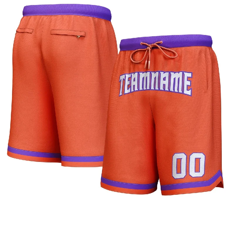 Basketball socks lightweight-performance -Custom Orange White-Purple Personalized Basketball Shorts