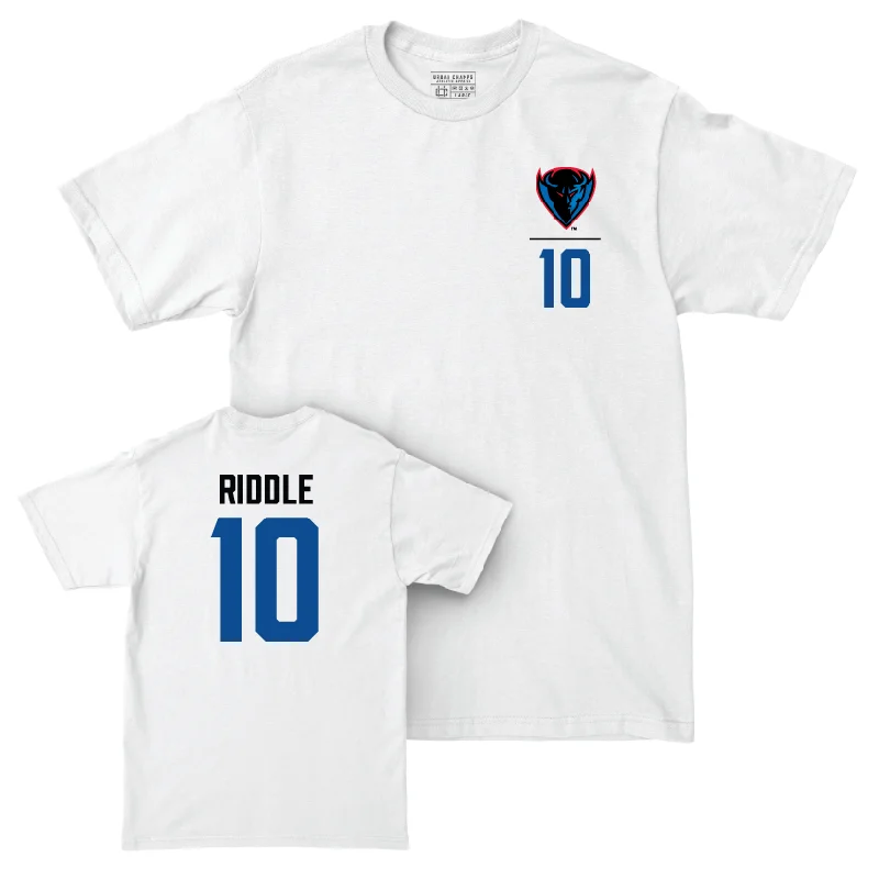 Men's basketball T-shirts performance-style -DePaul Men's Basketball White Logo Comfort Colors Tee - Chris Riddle | #10