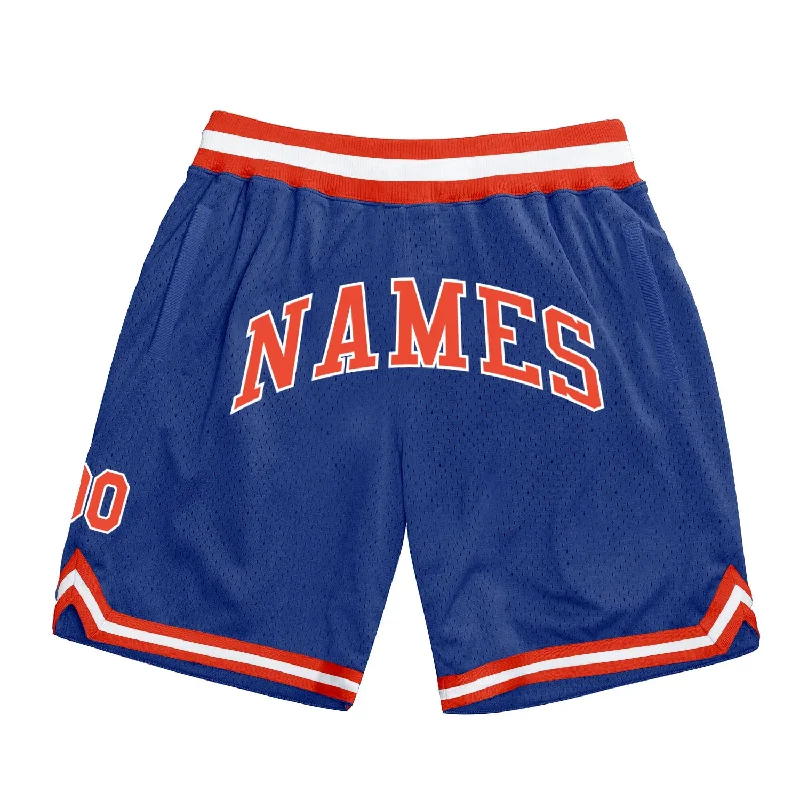 Men's basketball shorts low-cost shorts -Custom Royal Orange-White Authentic Throwback Basketball Shorts