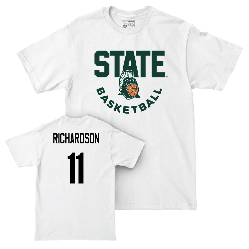 Men's basketball T-shirts team-fan -Men's Basketball White Helmet Comfort Colors Tee   - Jase Richardson