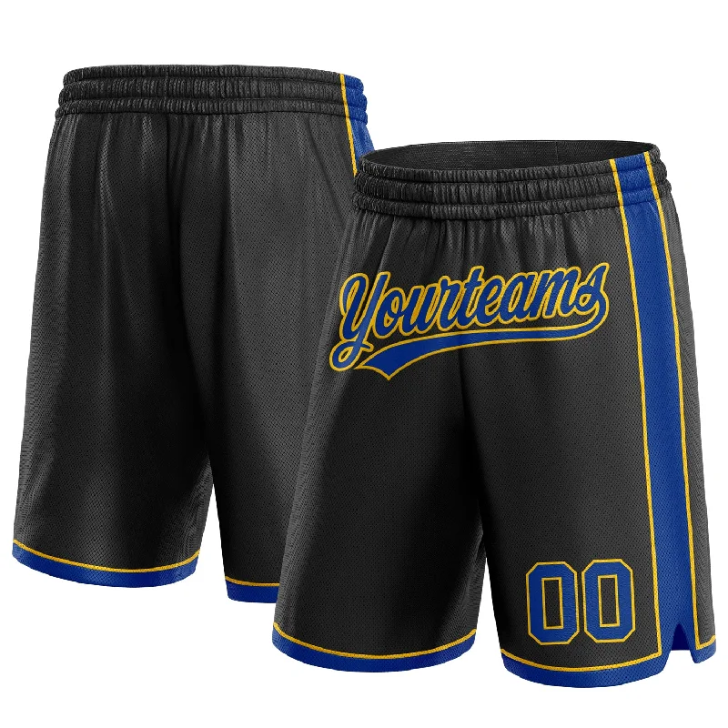 Men's basketball shorts matching hues -Custom Black Royal-Yellow Authentic Basketball Shorts