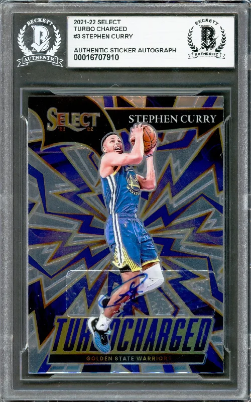 Basketball cards collector-rarity -Stephen Curry Autographed 2021-22 Select Turbocharged Card #3 Golden State Warriors Beckett BAS #16707910