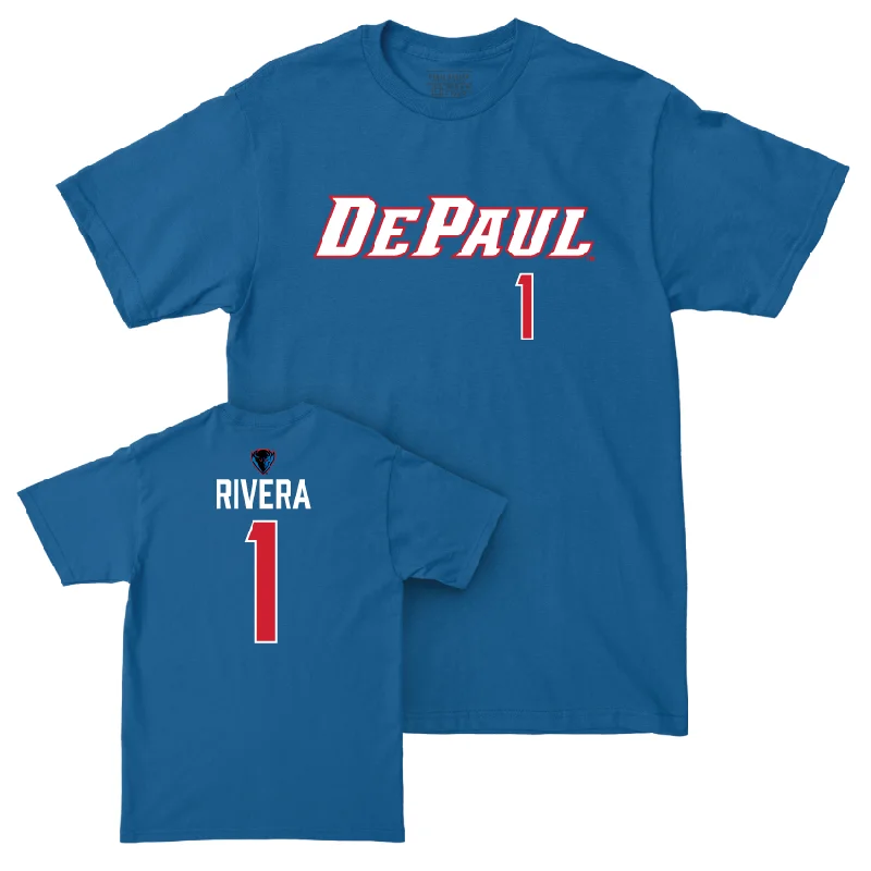 Men's basketball T-shirts lightweight-vintage -DePaul Men's Basketball Royal Sideline Tee - Isaiah Rivera | #1