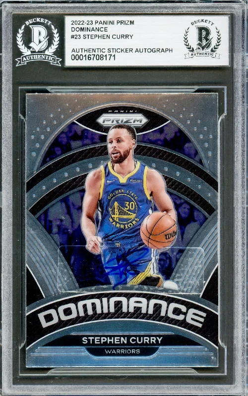 Basketball cards fan-rarity -Stephen Curry Autographed 2022-23 Panini Prizm Dominance Card #23 Golden State Warriors Beckett BAS #16708171