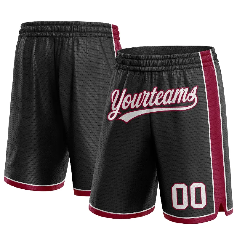 Men's basketball shorts affordable bundle -Custom Black White-Maroon Authentic Basketball Shorts