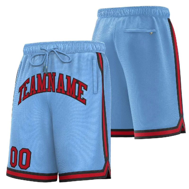 Men's basketball shorts fast-dry deal -Custom Powder Blue Maroon-Black Sport Basketball Shorts