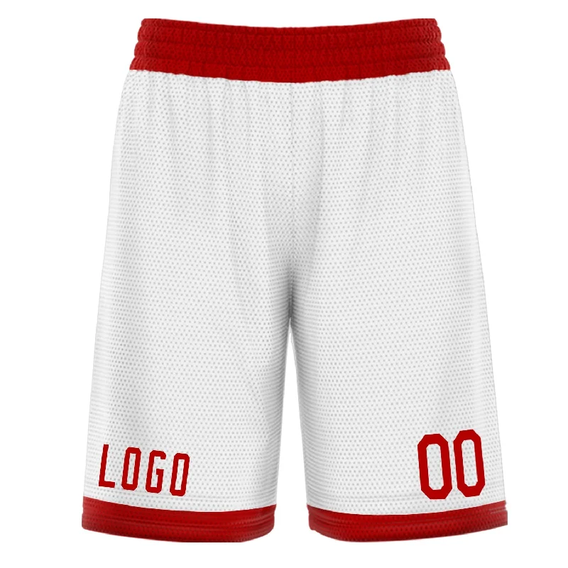 Men's basketball shorts practice must-have -Custom White Red Basketball Shorts