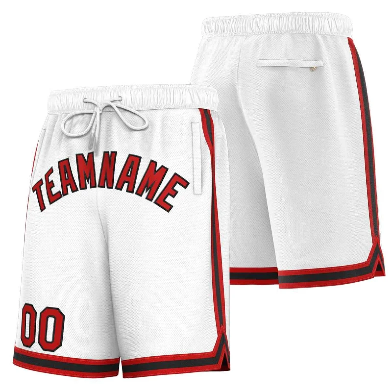 Men's basketball shorts rich tones -Custom White Red-Black Sport Basketball Shorts