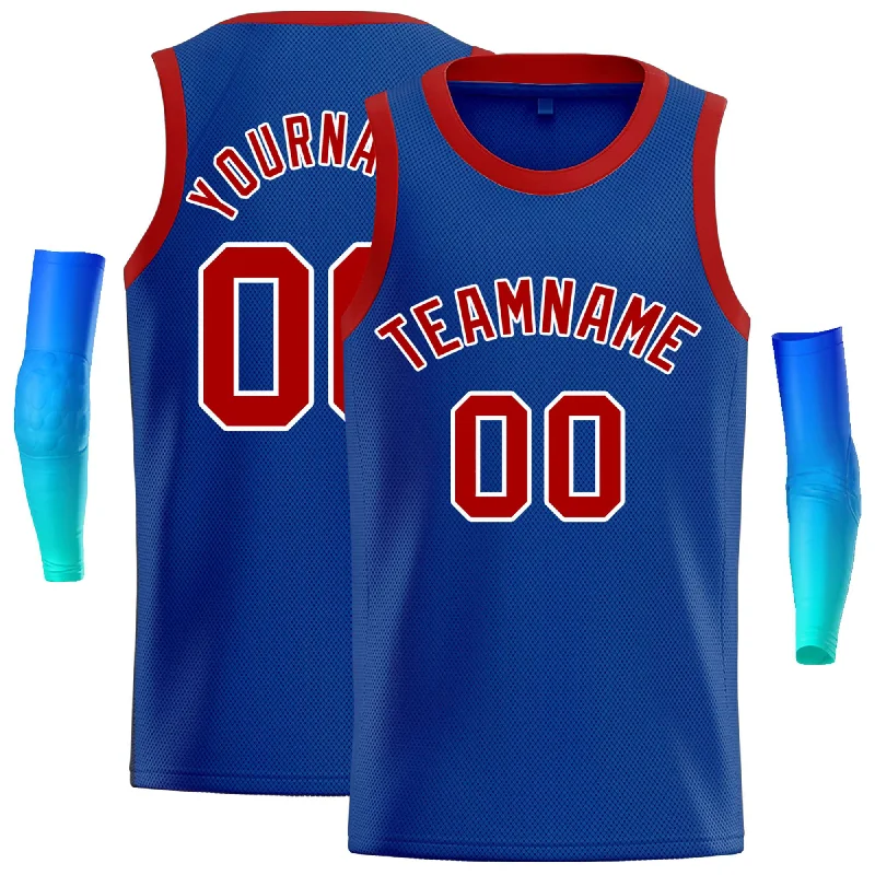 Basketball jerseys team-fan -Custom Royal Red-White Classic Tops Casual Basketball Jersey