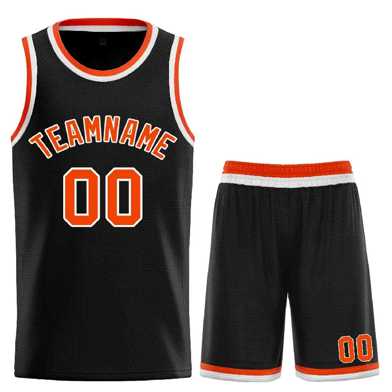 Basketball jerseys lightweight-pro -Custom Black Orange-White Classic Sets Curved Basketball Jersey