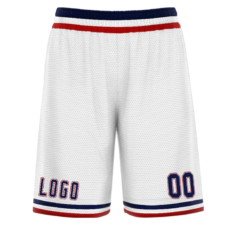 Men's basketball shorts sport offer -Custom White Navy Basketball Shorts