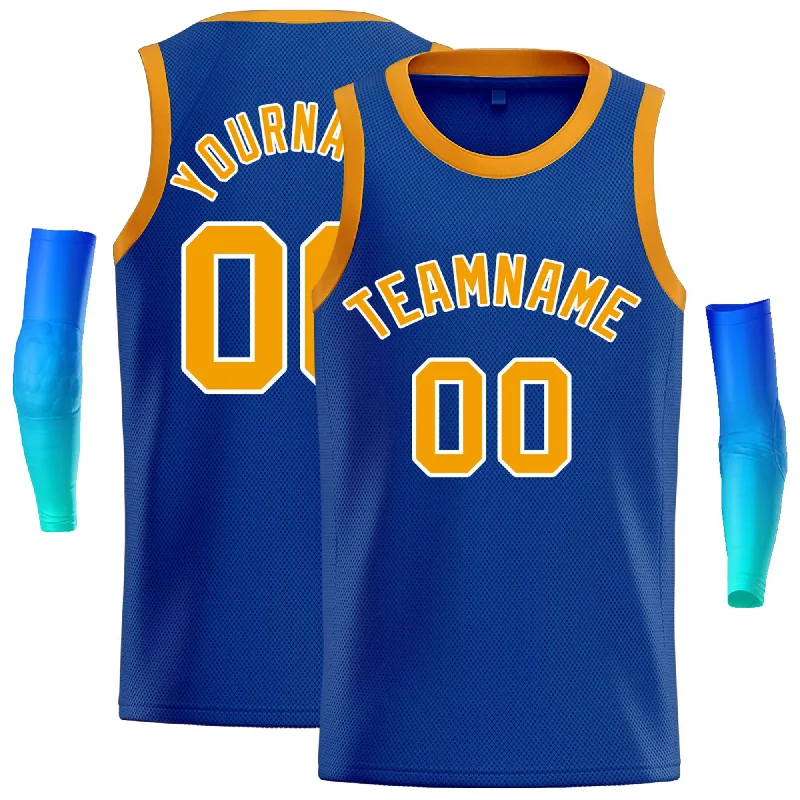 Basketball jerseys replica -Custom Royal Yellow-White Classic Tops Casual Basketball Jersey