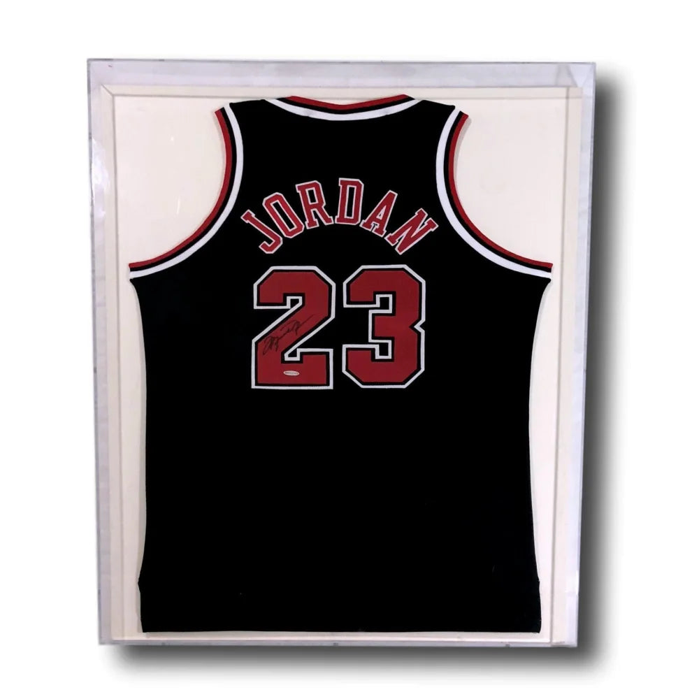 Basketball jerseys retro-design -Michael Jordan Signed & Framed Chicago Bulls Black Jersey UDA COA Autograph 23