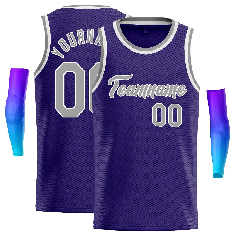 Basketball jerseys pro -Custom Purple Gray-White Classic Tops Casual Basketball Jersey