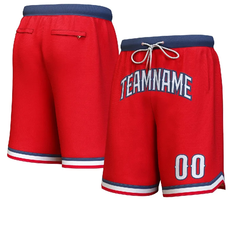 Basketball socks modern-fit -Custom Red White-Navy Personalized Basketball Shorts