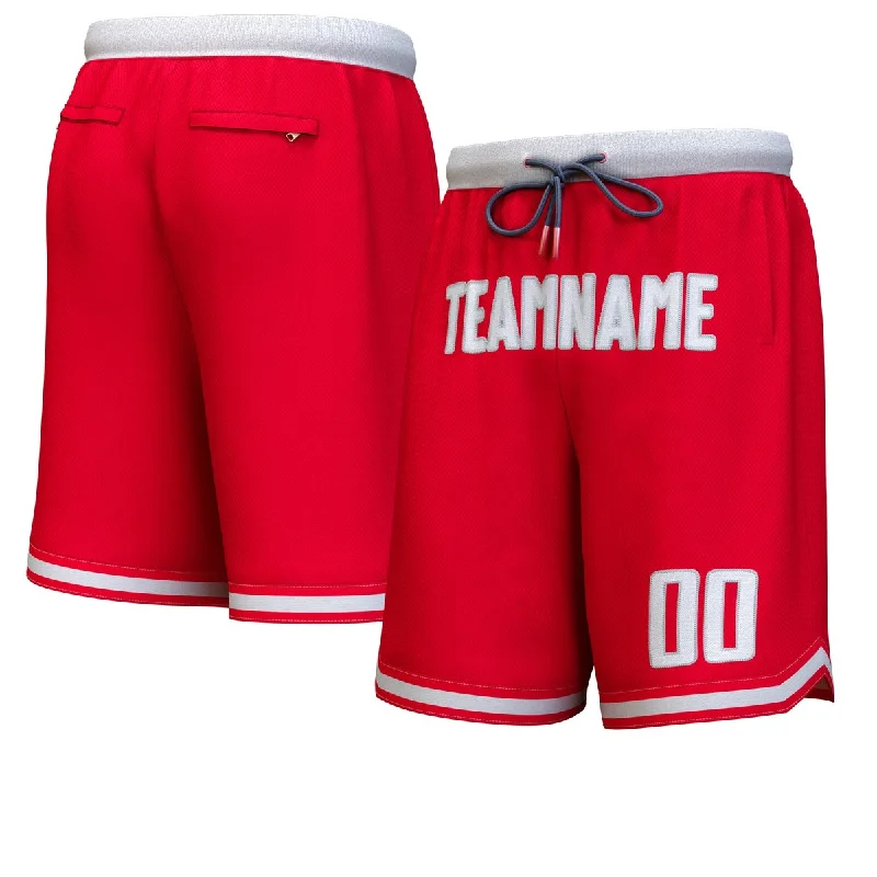 Men's basketball shorts crew kit -Custom Red White-Gray Personalized Basketball Shorts