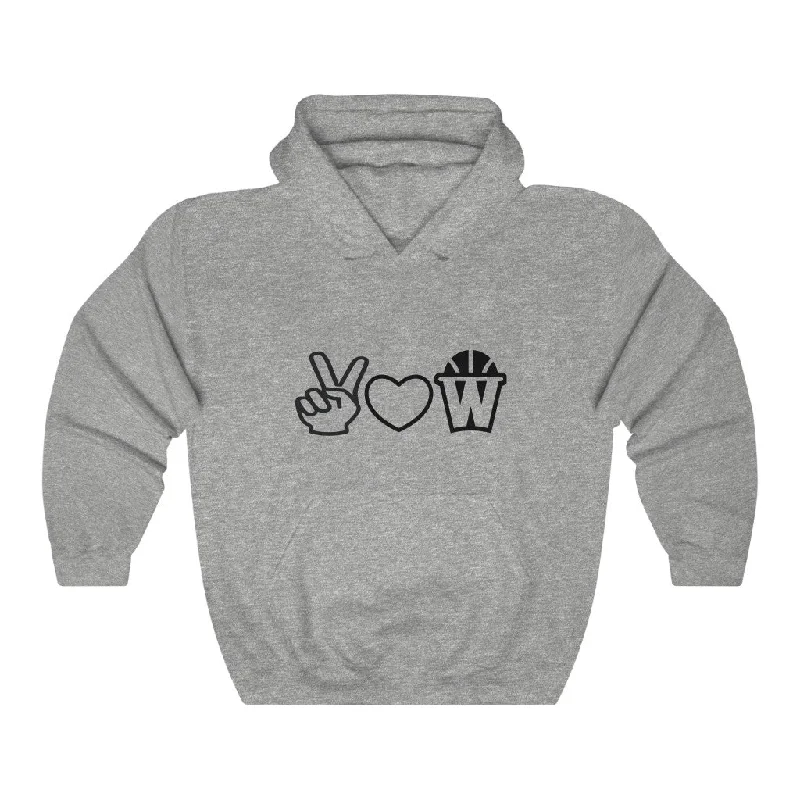 Men's basketball hoodie pro hoodies -Peace, Love and Basketball Hooded Sweatshirt in Gray