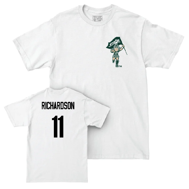 Men's basketball T-shirts street-ready -Men's Basketball White Sparty Comfort Colors Tee   - Jase Richardson