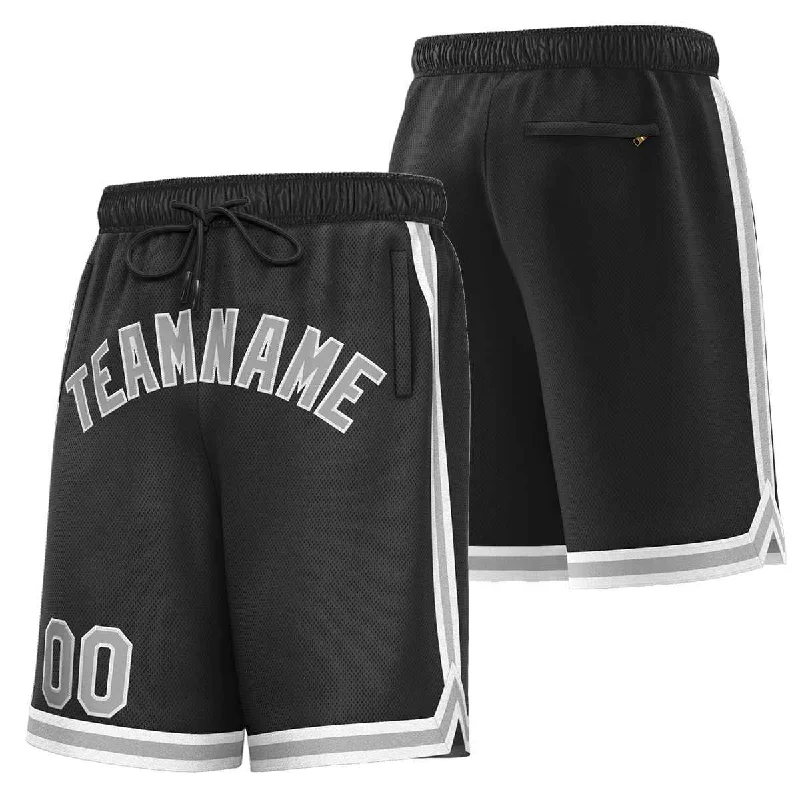 Men's basketball shorts extra wide fit -Custom Black Gray-White Sport Basketball Shorts