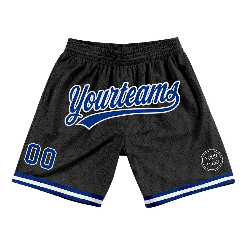 Men's basketball shorts sport offer -Custom Black Royal-White Authentic Throwback Basketball Shorts