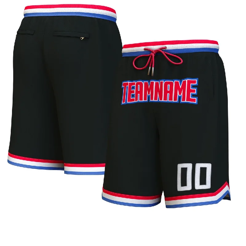 Men's basketball shorts affordable bundle -Custom Black Red-Royal Personalized Basketball Shorts