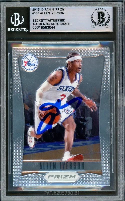 Basketball cards futuristic-rare -Allen Iverson Autographed 2012-13 Panini Prizm Card #187 Philadelphia 76ers Beckett BAS Witnessed #16563044