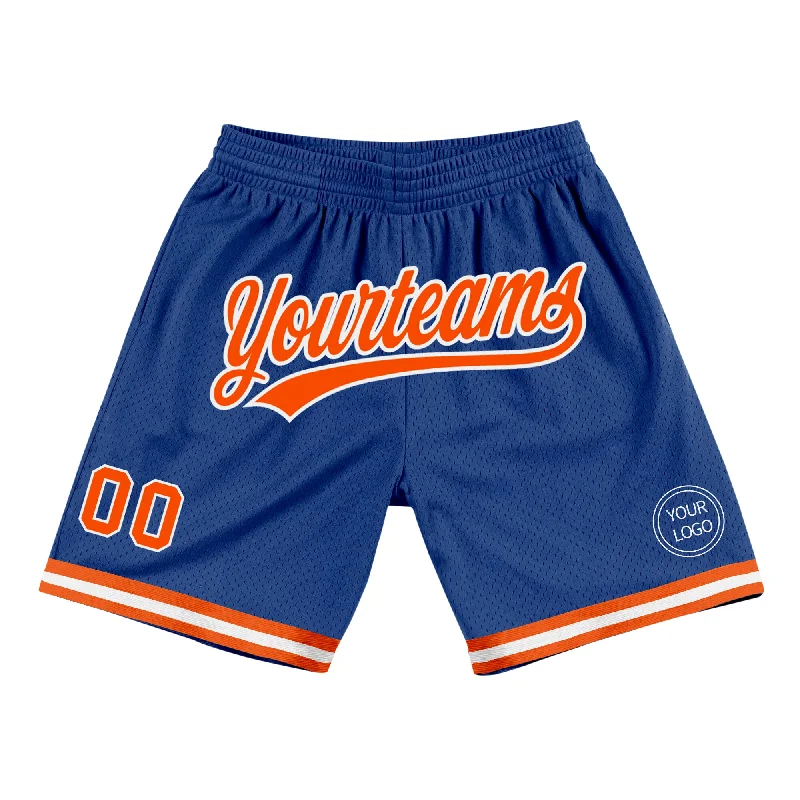 Men's basketball shorts player outfit -Custom Royal Orange-White Authentic Throwback Basketball Shorts