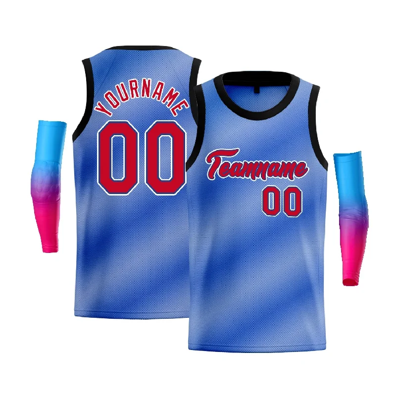 Basketball jerseys team -Custom Light Blue Red-White Gradient Fashion Tops Basketball Jersey