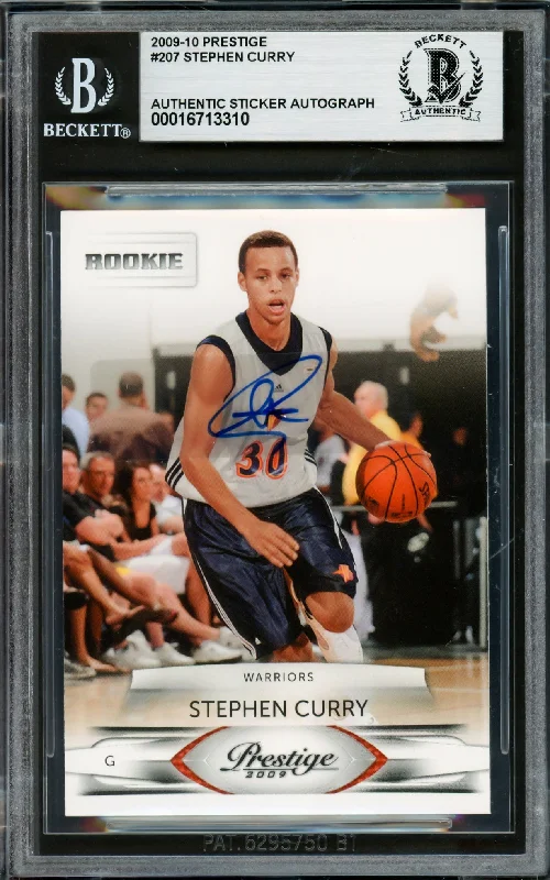 Basketball cards vintage-box -Stephen Curry Autographed 2009-10 Prestige Rookie Card #207 Golden State Warriors Beckett BAS #16713310