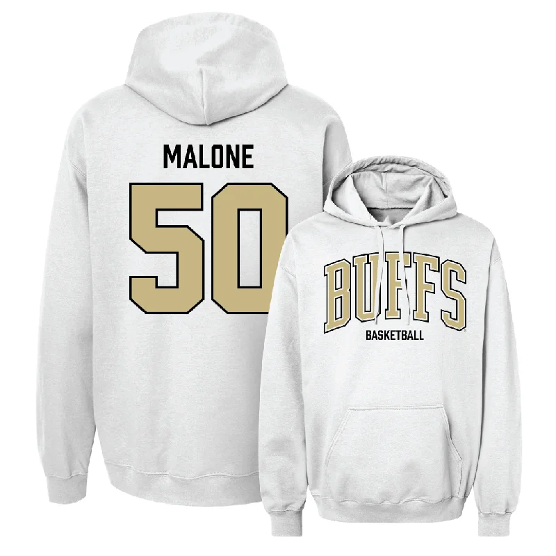 Men's basketball hoodie custom outfit -Men's Basketball White Arch Hoodie  - Elijah Malone