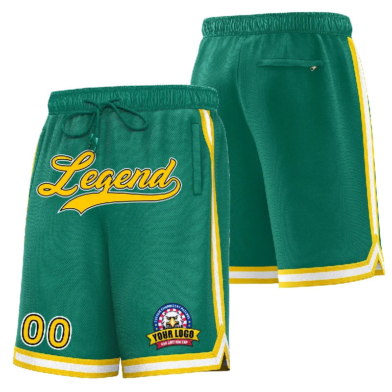 Men's basketball shorts padded liner -Custom Green Yellow Basketball Shorts