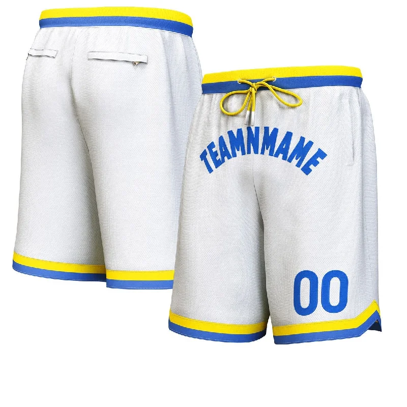 Men's basketball shorts squad ensemble -Custom White Royal Personalized Basketball Shorts