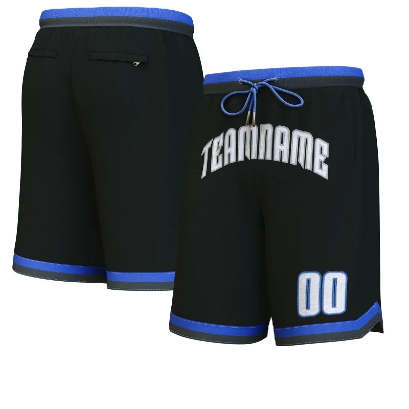 Basketball socks high-top -Custom Black White-Blue Personalized Basketball Shorts