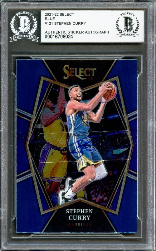 Basketball cards all-NBA-rarity -Stephen Curry Autographed 2021-22 Select Blue Card #121 Golden State Warriors Beckett BAS #16708024