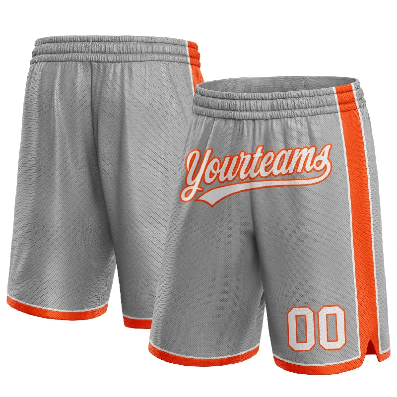 Men's basketball shorts squad special -Custom Gray White-Orange Authentic Basketball Shorts