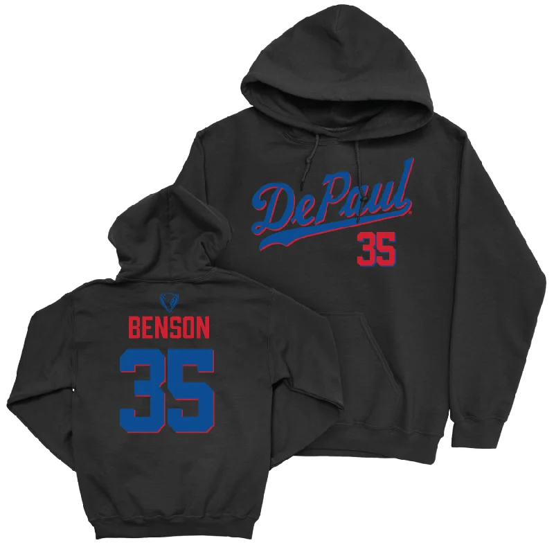 Men's basketball hoodie quick-dry ensemble -DePaul Men's Basketball Black Script Hoodie - Nj Benson | #35