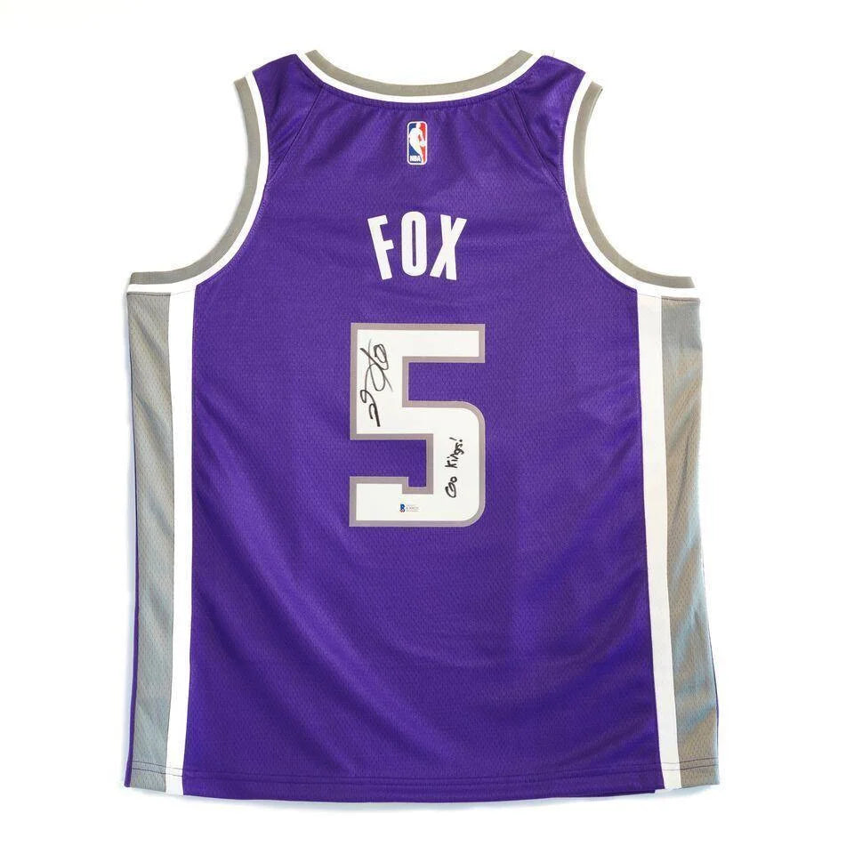 Basketball jerseys everyday -De'Aaron Fox Sacramento Signed Inscribed "Go Kings" Basketball Jersey BAS COA Auto