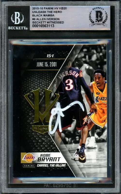 Basketball cards limited-print -Allen Iverson Autographed 2015-16 Panini HV Unleash the Hero Card #6 Philadelphia 76ers Beckett BAS Witness #16563113