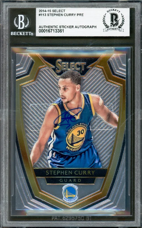 Basketball cards tribute-rarity -Stephen Curry Autographed 2014-15 Select Card #113 Golden State Warriors Beckett BAS #16713361