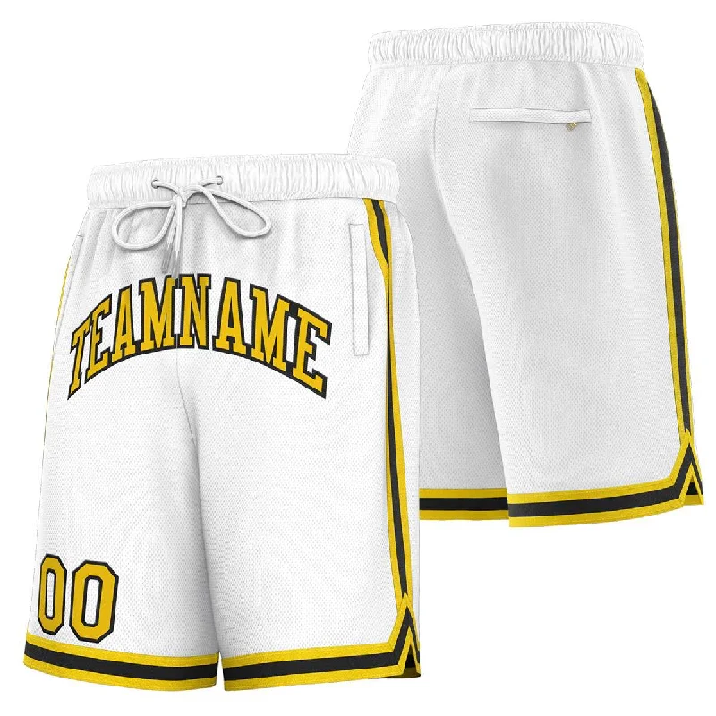 Men's basketball shorts ultralight feel -Custom White Yellow-Black Sport Basketball Shorts