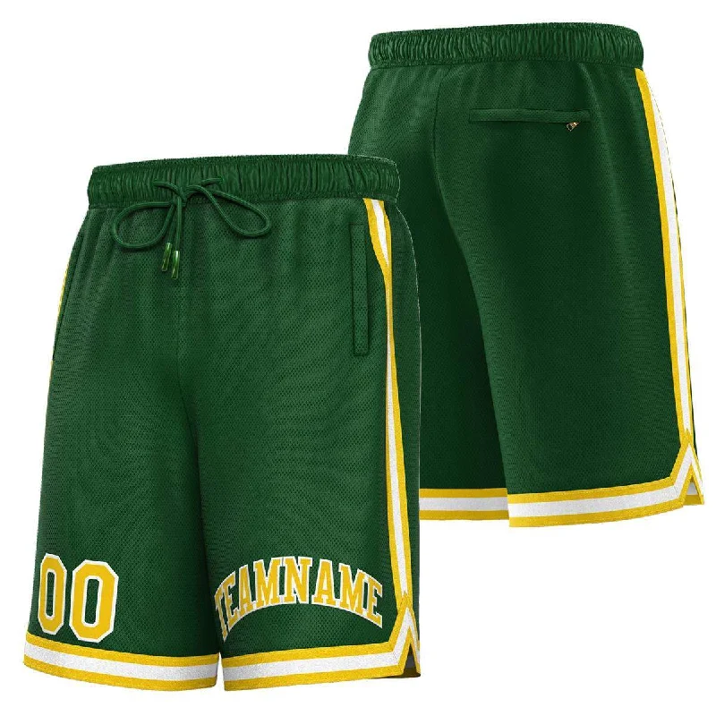 Men's basketball shorts hoop-ready -Custom Green Yellow-White Sport Basketball Shorts